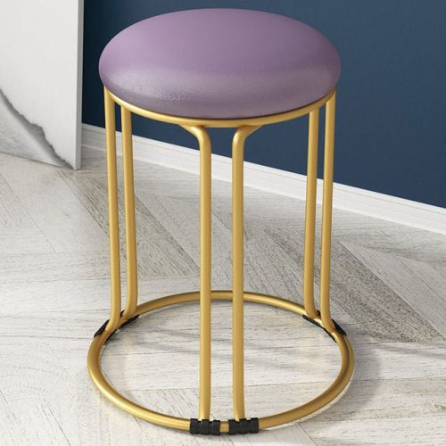 Nordic Suede and Leather Stacked Dining Round Stool image | luxury furniture | luxury stools | luxury leather stools