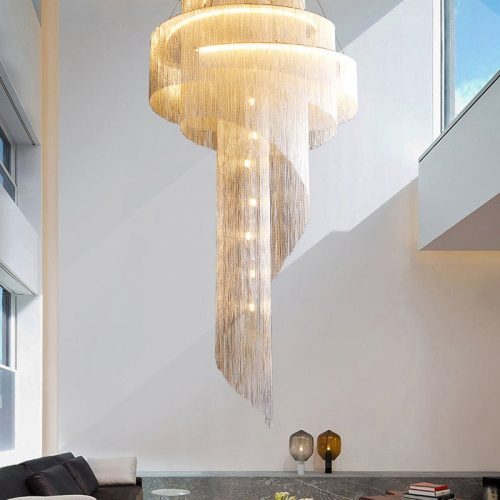 Mirodemi® Toudon | Outstanding Silver/Gold Long Chain Chandelier Dia47.2*H70.9