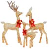 Christmas Gold Deer Family Scene with LED Lights Deer Family