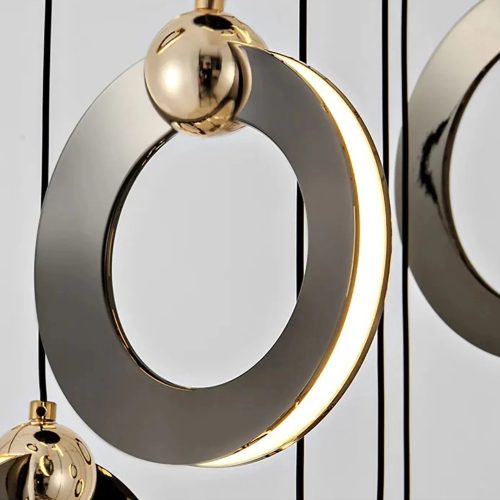 MIRODEMI® Agra | Premium LED Pendant with Bold Gold and Black Ring Design