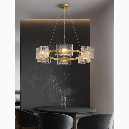 MIRODEMI® Aidomaggiore | Round Glass Chandelier with Ice Cube Design for Modern Homes