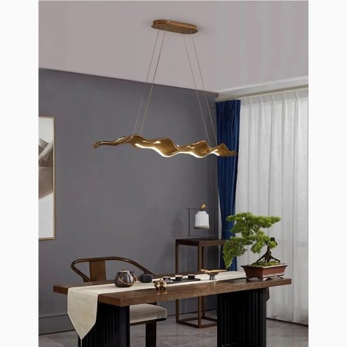 MIRODEMI® Unique Gold Leaf-Shaped Pendant Chandelier with LED Lighting