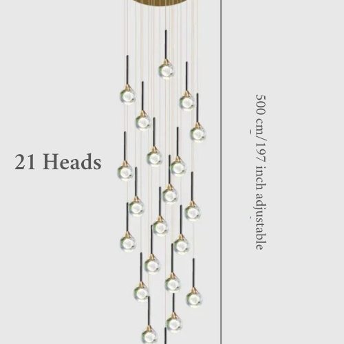 MIRODEMI® Peillon | Gold Crystal Raindrop Glass Ball Chandelier 21 heads / Warm light