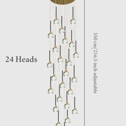 MIRODEMI® Peillon | Gold Crystal Raindrop Glass Ball Chandelier 24 heads / Warm light