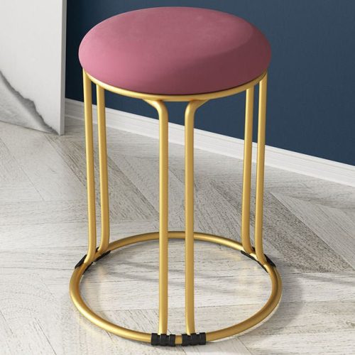 Nordic Suede and Leather Stacked Dining Round Stool image | luxury furniture | luxury stools | luxury leather stools