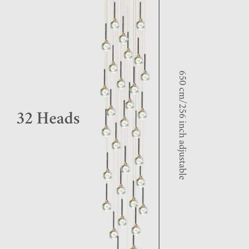 MIRODEMI® Peillon | Gold Crystal Raindrop Glass Ball Chandelier 32 heads / Warm light