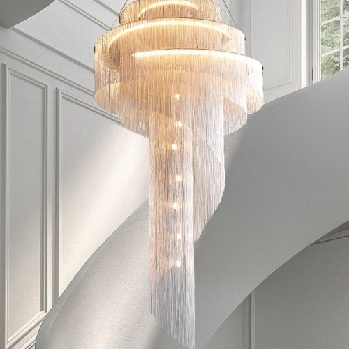 Mirodemi® Toudon | Outstanding Silver/Gold Long Chain Chandelier Dia31.5*H59.1