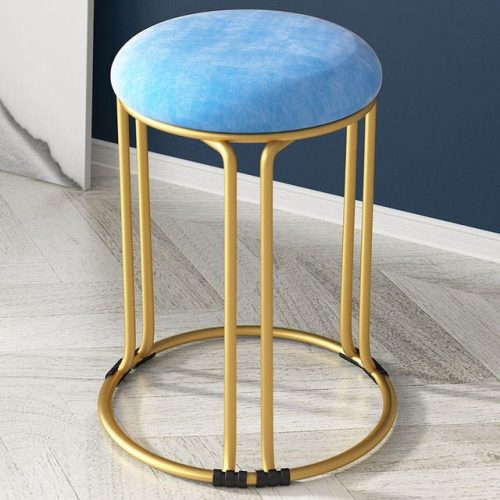 Nordic Suede and Leather Stacked Dining Round Stool image | luxury furniture | luxury stools | luxury leather stools