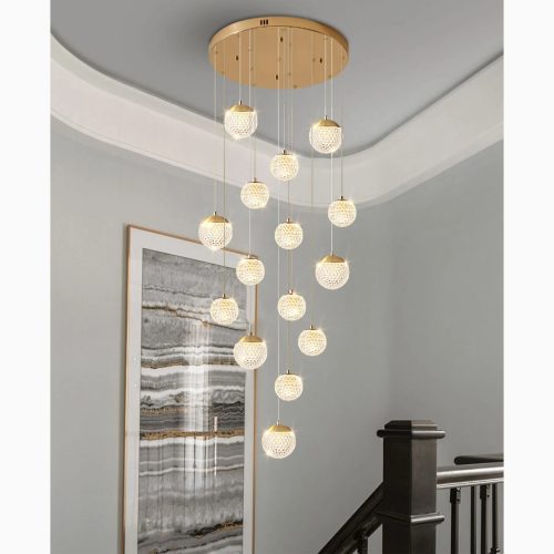 MIRODEMI® Aielli | Stylish Gold Staircase Chandelier with Luxurious Appeal