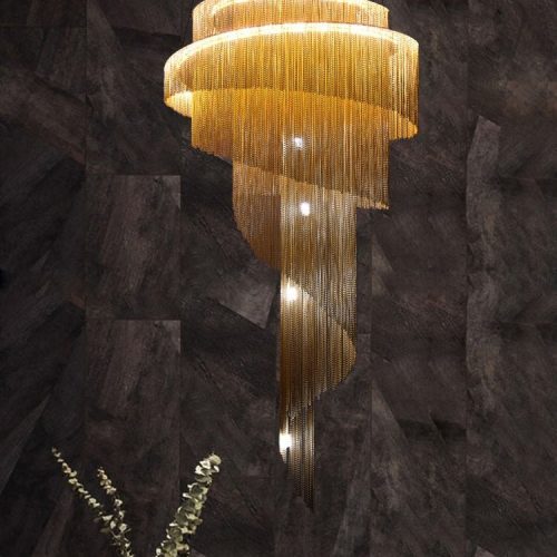 Mirodemi® Toudon | Outstanding Silver/Gold Long Chain Chandelier Dia23.6*H47.2