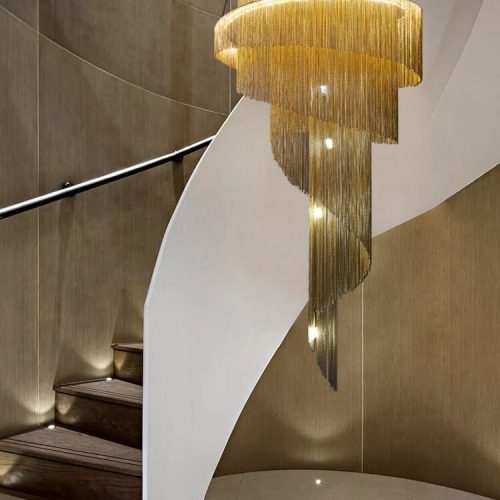 Mirodemi® Toudon | Outstanding Silver/Gold Long Chain Chandelier Dia31.5*H59.1