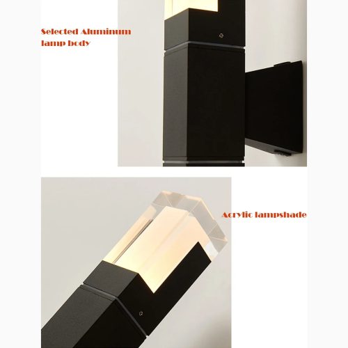 9d d3Modern Black Outdoor Waterproof LED Wall Sconce For Villa