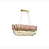 Abbasanta | Luxury Gold/Pink Rectangle Crystal LED Chandelier For House