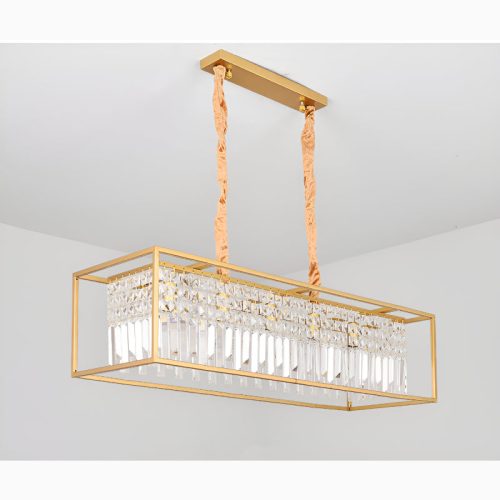 Agnosine Rectangle Crystal Hanging LED Chandelier for House