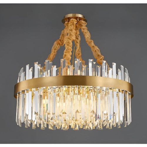 Albissola Marina Drum Gold Stainless Steel Crystal Chandelier Grey BG