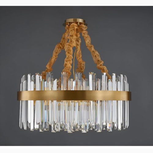 Albissola Marina Drum Gold Stainless Steel Crystal Creative Chandelier