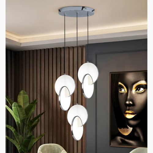 Alezio Round Stainless Steel Hanging Light Fixture