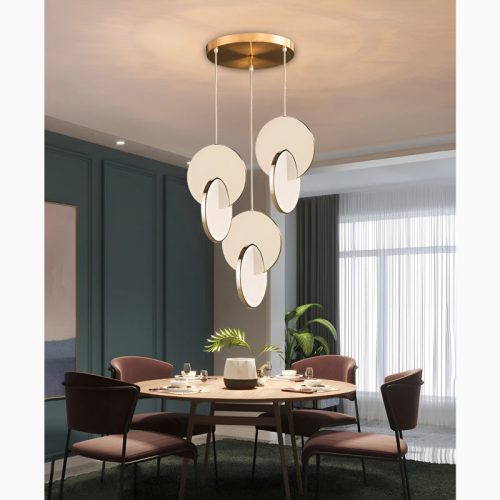 Alezio Round Stainless Steel Hanging Light Fixture for Dining Room