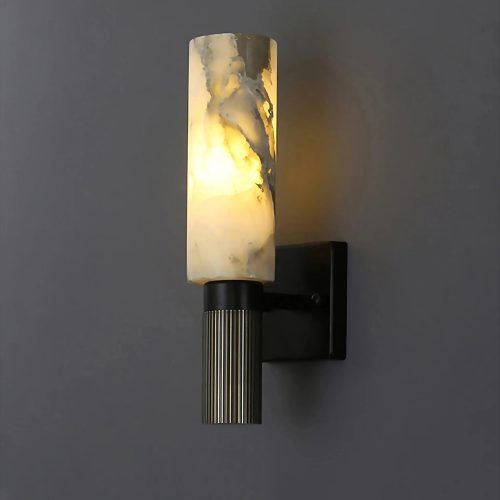 Allai Luxury Modern Natural Marble Wall Sconce Light On