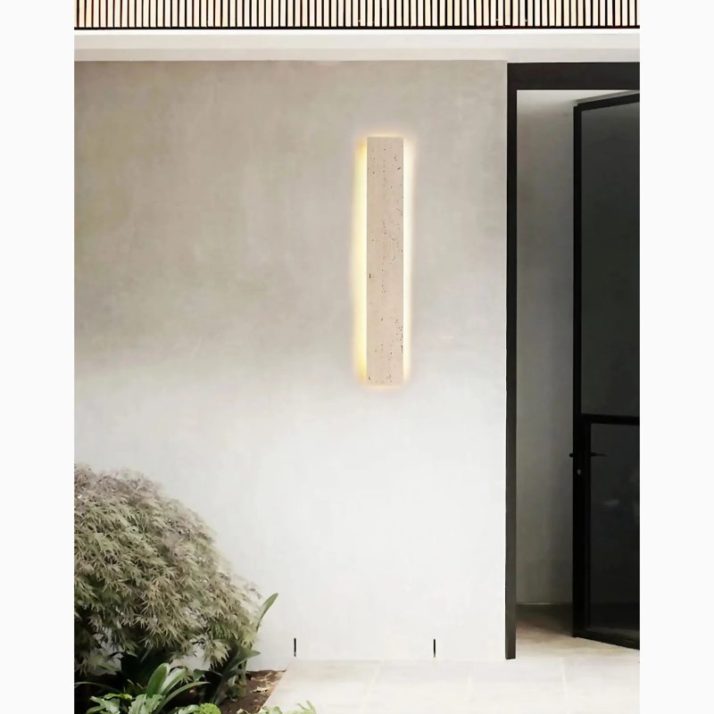 Allerona | Modern Natural Stone Long Outdoor Wall Sconce | Luxury Lighting | Outdoor | Indoor | LED Light | Natural Materials |