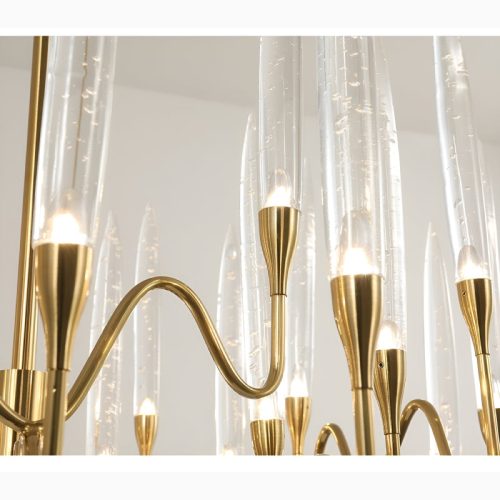 Altare Gold Rectangle Crystal Chandelier Details