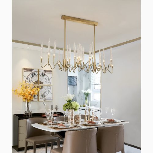 Altare Gold Rectangle Crystal Chandelier for Home