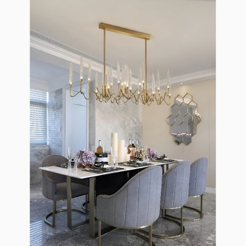 Altare Gold Rectangle Crystal Elite Chandelier