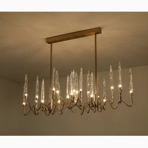 Altare Gold Rectangle Crystal Gorgeous Chandelier