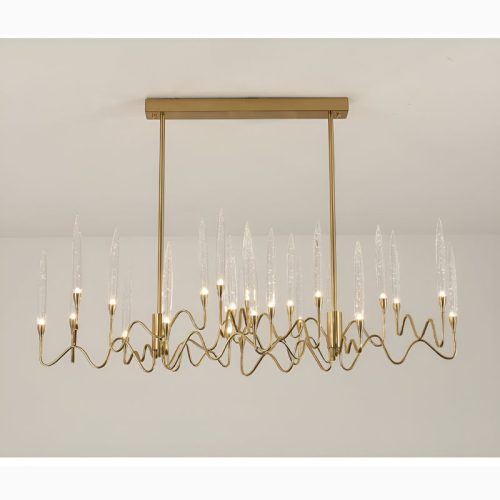 Altare | Icicle-shaped Gold Rectangle Crystal Stylish Chandelier