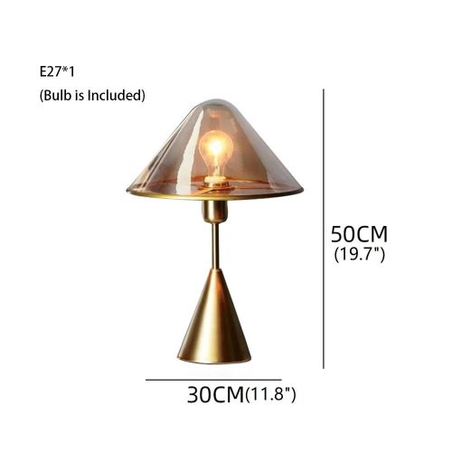 Amber Glass Mushroom LED Bedside Lamp