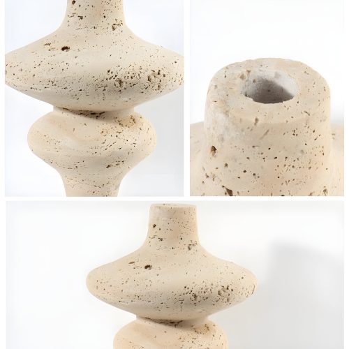 Antique Beige Stone Flower Vase Details