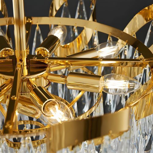 Aristocratic Gold Crystal Ceiling Chandelier Details