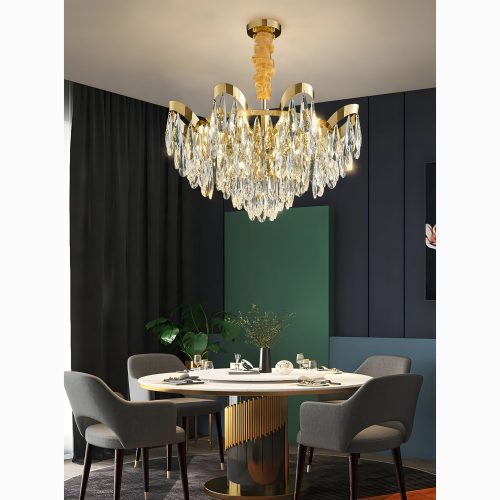 Aristocratic Gold Crystal Pendant Chandelier