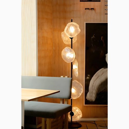 Artistic Cloud Clear Glass Black LED Floor And Table Lamp