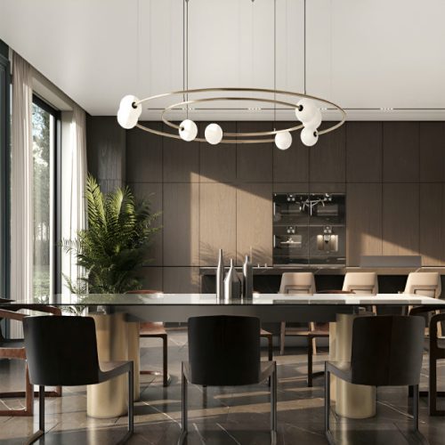 Baia e Latina Planet Orbit Glass Ball LED Pendant Lamp for Kitchen