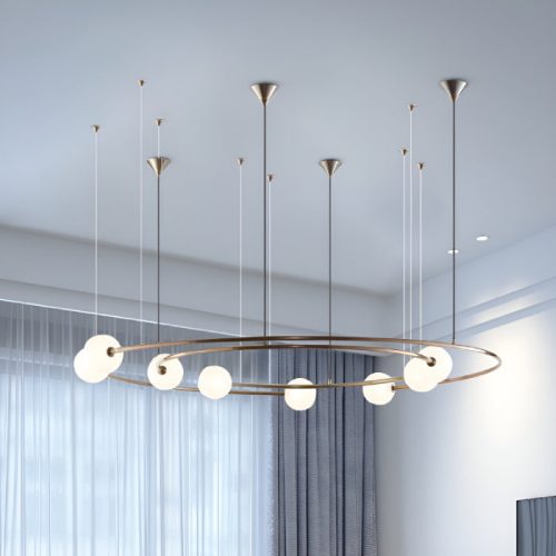 Baia e Latina Planet Orbit Glass Ball LED Pendant Lamp for Lovely Living Room Bedroom Dining Room