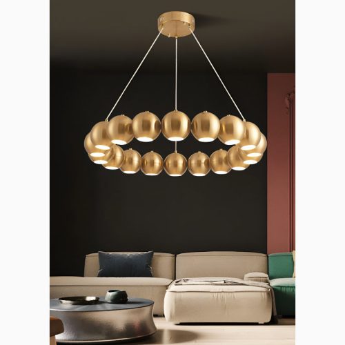 Belgodere Gold Silver Modern Balls Hanging Chandelier for Living Room