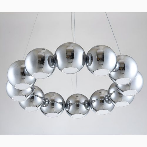 Belgodere Gold Silver Modern Balls Hanging Chandelier silver