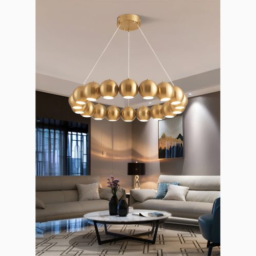 Belgodere Gold Silver Ultramodern Balls Hanging Chandelier