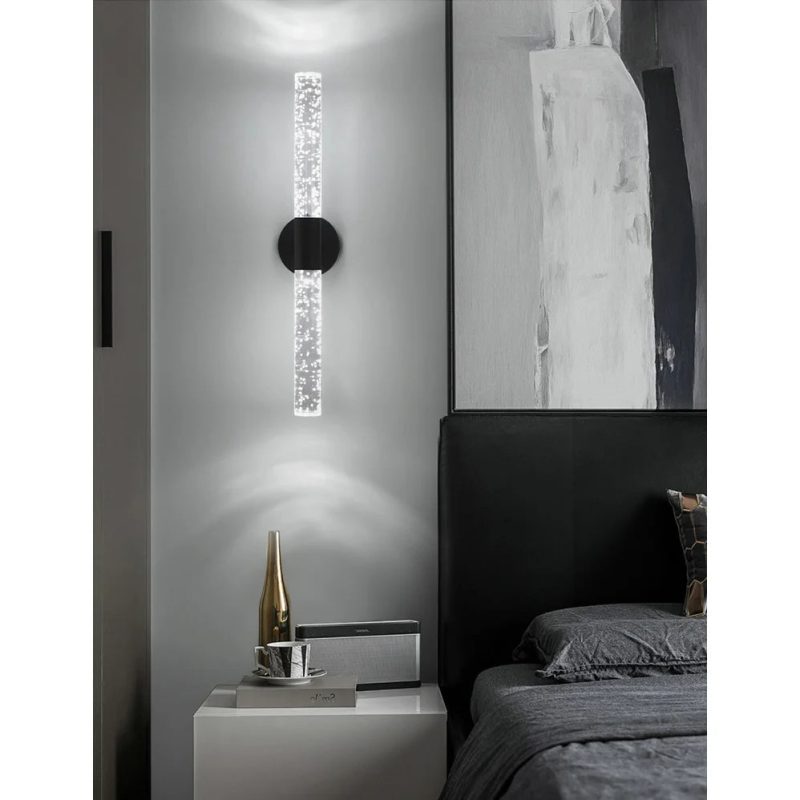 Black|Tube|LED|Wall|Lamp|Sconce|Bedside|Crear|Bubbles|Elegant