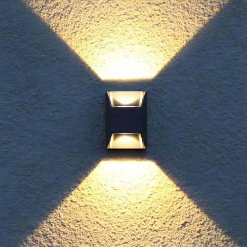 Black Modern Outdoor Waterproof Aluminum LED WallScones 2 Lights