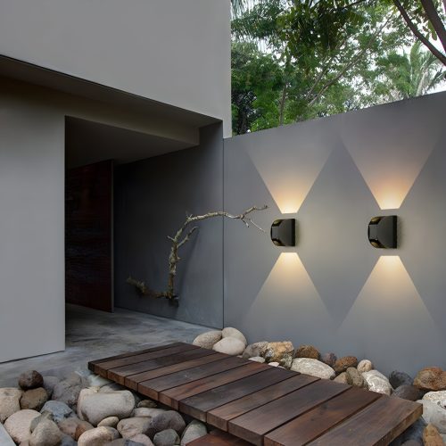 Black Modern Outdoor Waterproof Aluminum LED WallScones for Courtyard