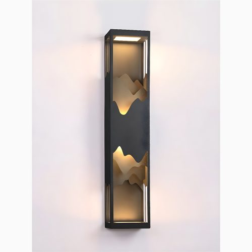 Black Outdoor Original Design Waterproof Wall Light LArge Light On