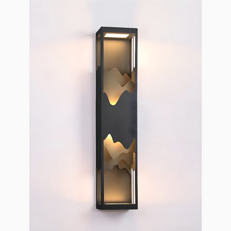 Black Outdoor Original Design Waterproof Wall Light LArge Light On