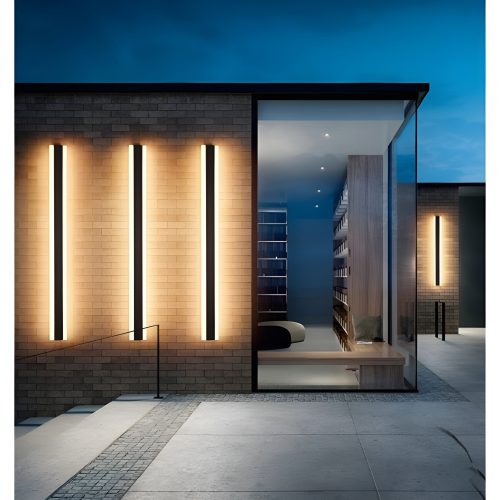 Sleek Black LED Wall Lamp with Waterproof Design and App Control | Luxury Outdoor Lighting | Aluminum and Acrylic Build | Parlor Lighting  | 