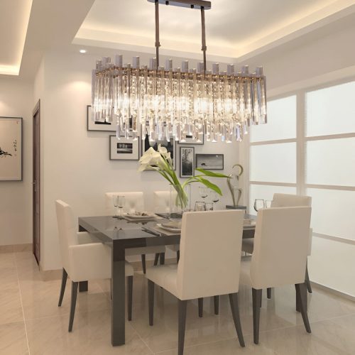 Borghetto Santo Spirito Gold Rectangle Crystal Chandelier for House