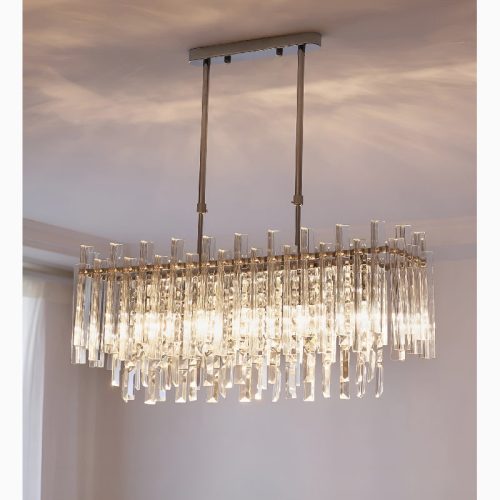 Borghetto Santo Spirito Gold Rectangle Crystal Chandelier for Luxury Home