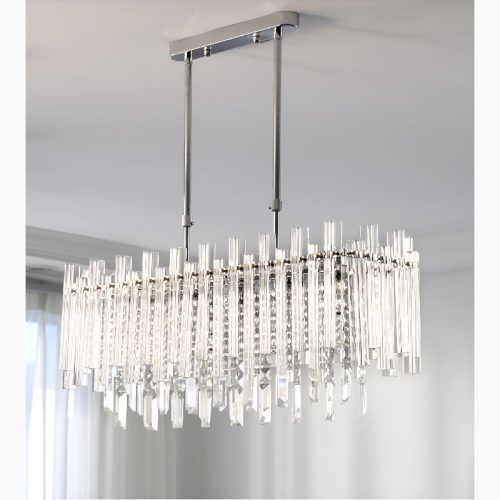 Borghetto Santo Spirito Gold Rectangle Crystal Silver Chandelier for Home