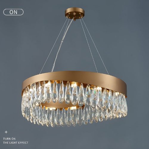 Borgio Verezzi Gold Crystal urve Hanging Light Fixture