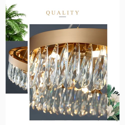 Borgio Verezzi Gold Crystal urve Hanging Light Fixture Details